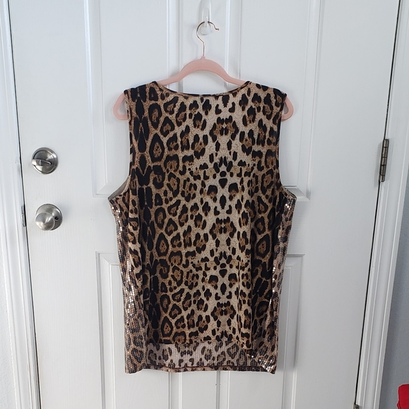 INC leopard print tank with sequin detailing. Size 2x - Picture 2 of 3